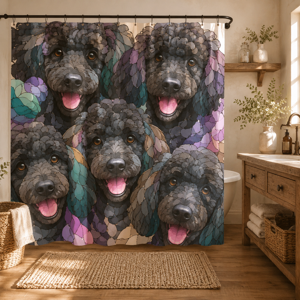 Custom Photo Dog Face Shower Curtain | Gift For Dog Lovers