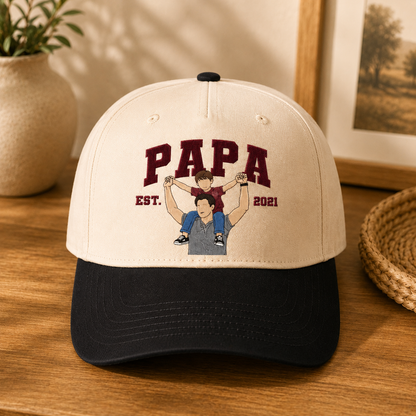 Custom Photo Dad Papa Embroidered Hat, Personalized Cap, Custom Portrait Dad Hat, Father’s Day Gift TOM99