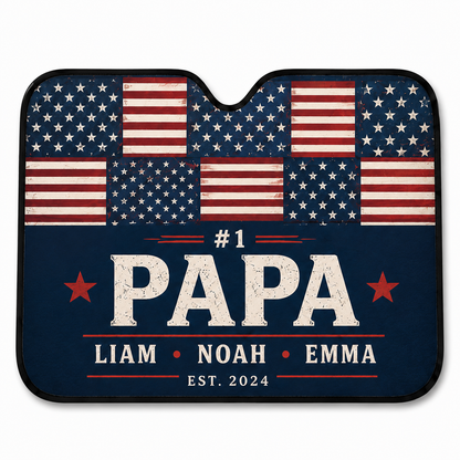 Personalized Dad US Auto Car Sun Shade, Custom Car Sun Shade for Dad, Gift For Dad TOM99