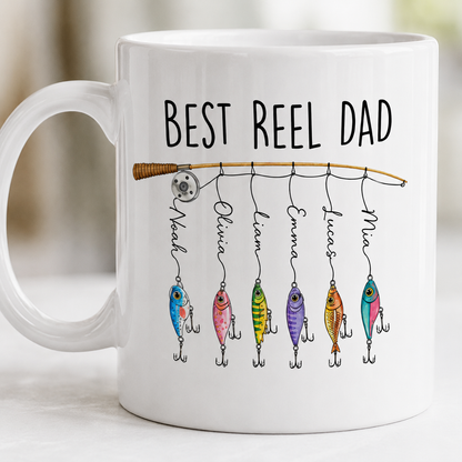 Custom Best Reel Dad Mug, Personalized Mug Mug For Husband Dad Grandfather TOM99