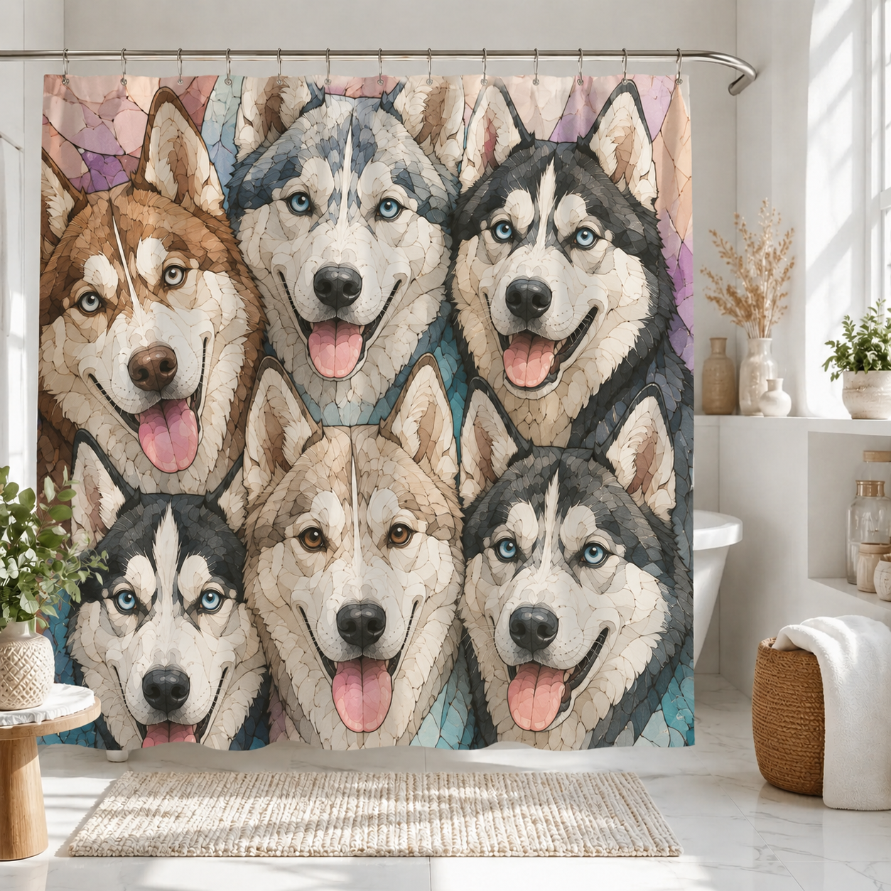 Custom Photo Dog Face Shower Curtain | Gift For Dog Lovers