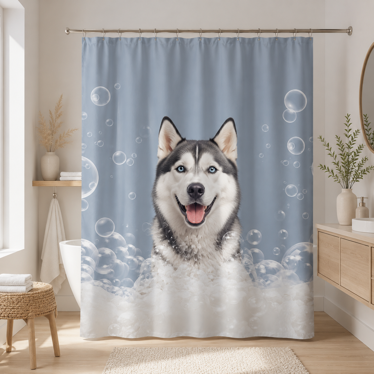 Custom Photo Dog Shower Curtain | Gift For Dog Lovers