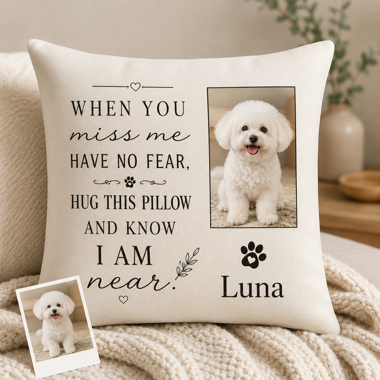 Custom Photo Dog Memories Pillow | Gift For Dog Lovers | Personalized Dog Decor TOM99