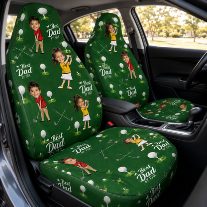 Personalized Dad Golf Portrait Car Seat Cover, Custom Dad Seat Protector, Gift For Dad TOM99
