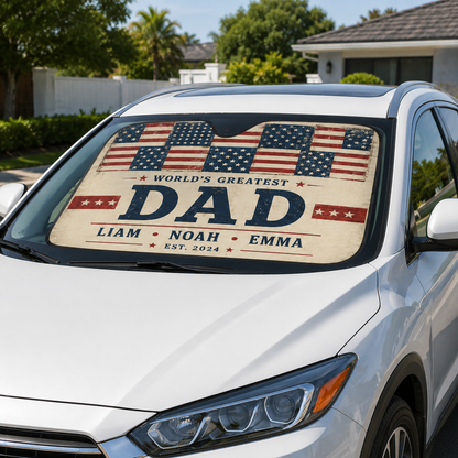 Personalized Dad US Auto Car Sun Shade, Custom Car Sun Shade for Dad, Gift For Dad TOM99
