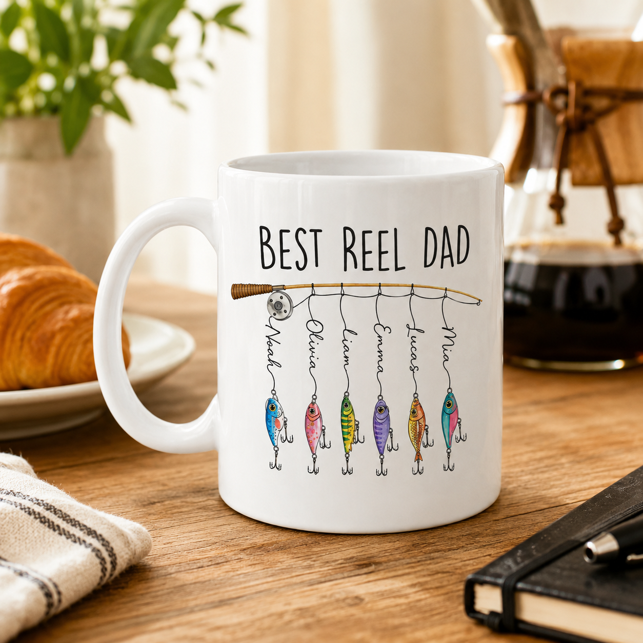 Custom Best Reel Dad Mug, Personalized Mug Mug For Husband Dad Grandfather TOM99