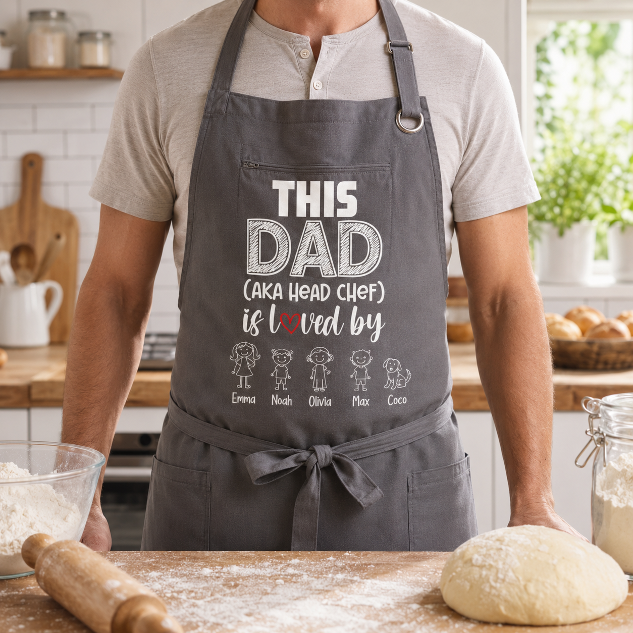 Personalized Dad Chef Apron, Custom Apron For Dad, Gifts For Dad - TOM99