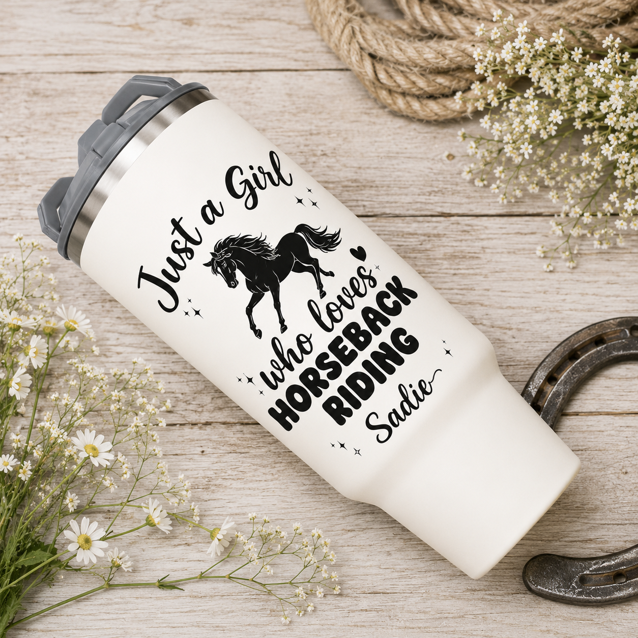 Custom Photo Girl Horse 30oz Tumbler | Gift For Horse Lovers | Pet Lover Gifts