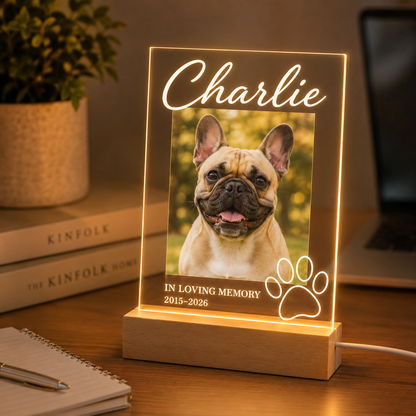 Custom Photo Dog In Loving Memorial Wooden LED Light | Personalized Dog Photo LED Night Light | Pet Loss Sympathy Gift TOM99