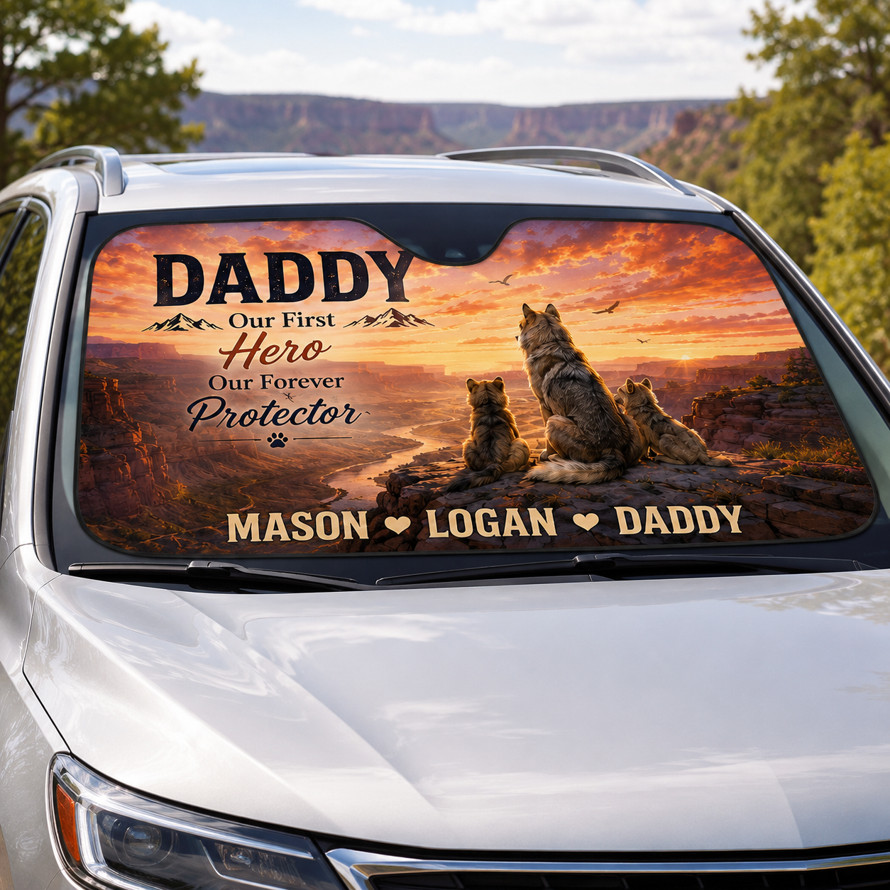 Personalized Best Dad Ever Car Windshield Sun Shade, Custom Car Sun Shade for Dad, Gift For Dad TOM99