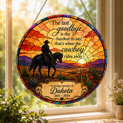 Custom Photo Horse Memories Stained Glass Suncatcher – Personalized Horse Lover Gifts | Gift For Horse Lover TOM99