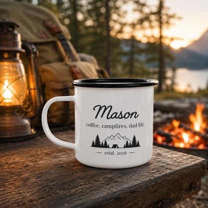 Personalized Dad Camp Mug 12oz, Custom Dad Enamel Cup, Gift For Dad TOM99