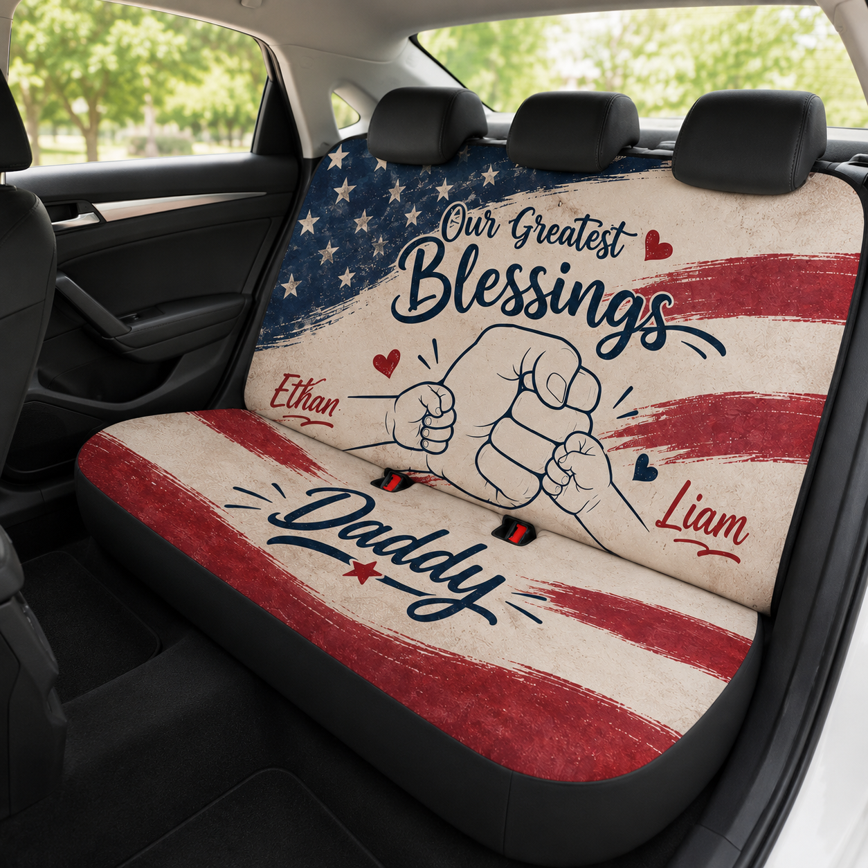Personalized Blessings Daddy Car Rear Seat Cover, Custom Back Seat Protector For Dad, Gift For Dad TOM99