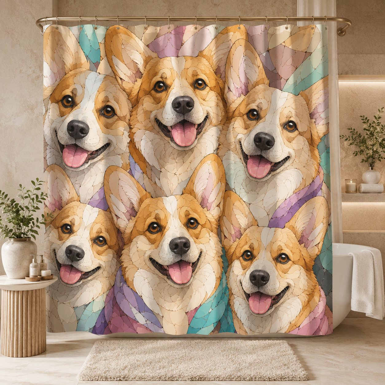 Custom Photo Dog Face Shower Curtain | Gift For Dog Lovers