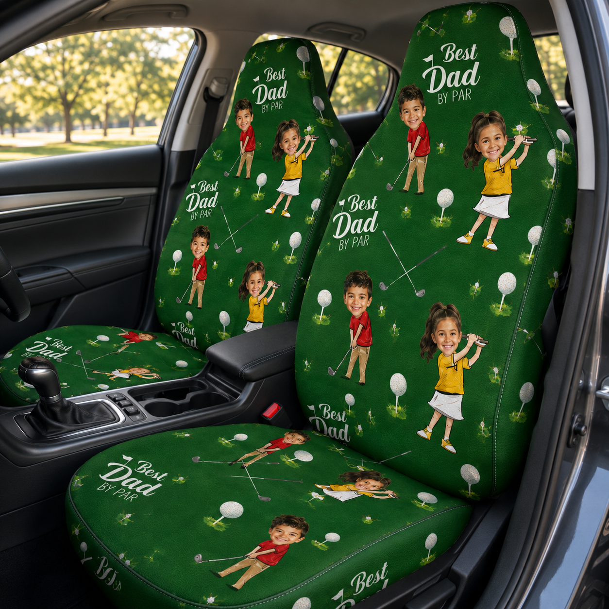 Personalized Dad Golf Portrait Car Seat Cover, Custom Dad Seat Protector, Gift For Dad TOM99
