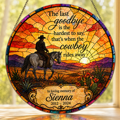 Custom Photo Horse Memories Stained Glass Suncatcher – Personalized Horse Lover Gifts | Gift For Horse Lover TOM99