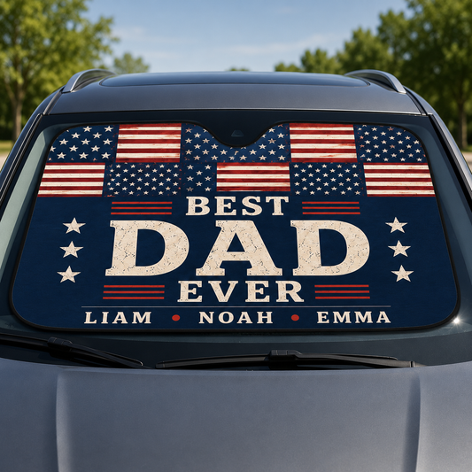 Personalized Dad US Auto Car Sun Shade, Custom Car Sun Shade for Dad, Gift For Dad TOM99