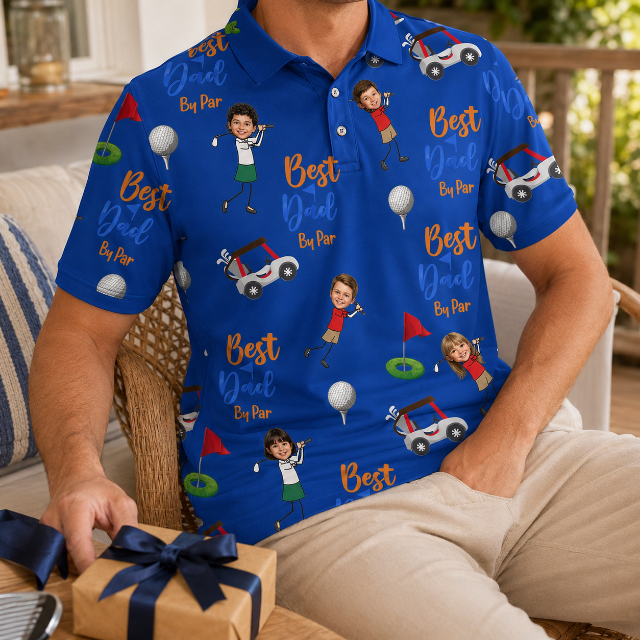 Custom Photo Best Dad By Par Polo Shirt, Personalized Polo Shirt For Husband Dad Grandfather TOM99