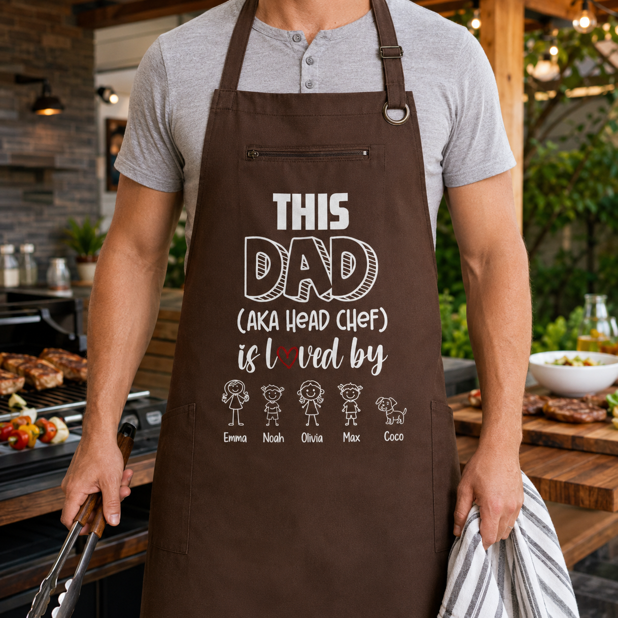 Personalized Dad Chef Apron, Custom Apron For Dad, Gifts For Dad - TOM99