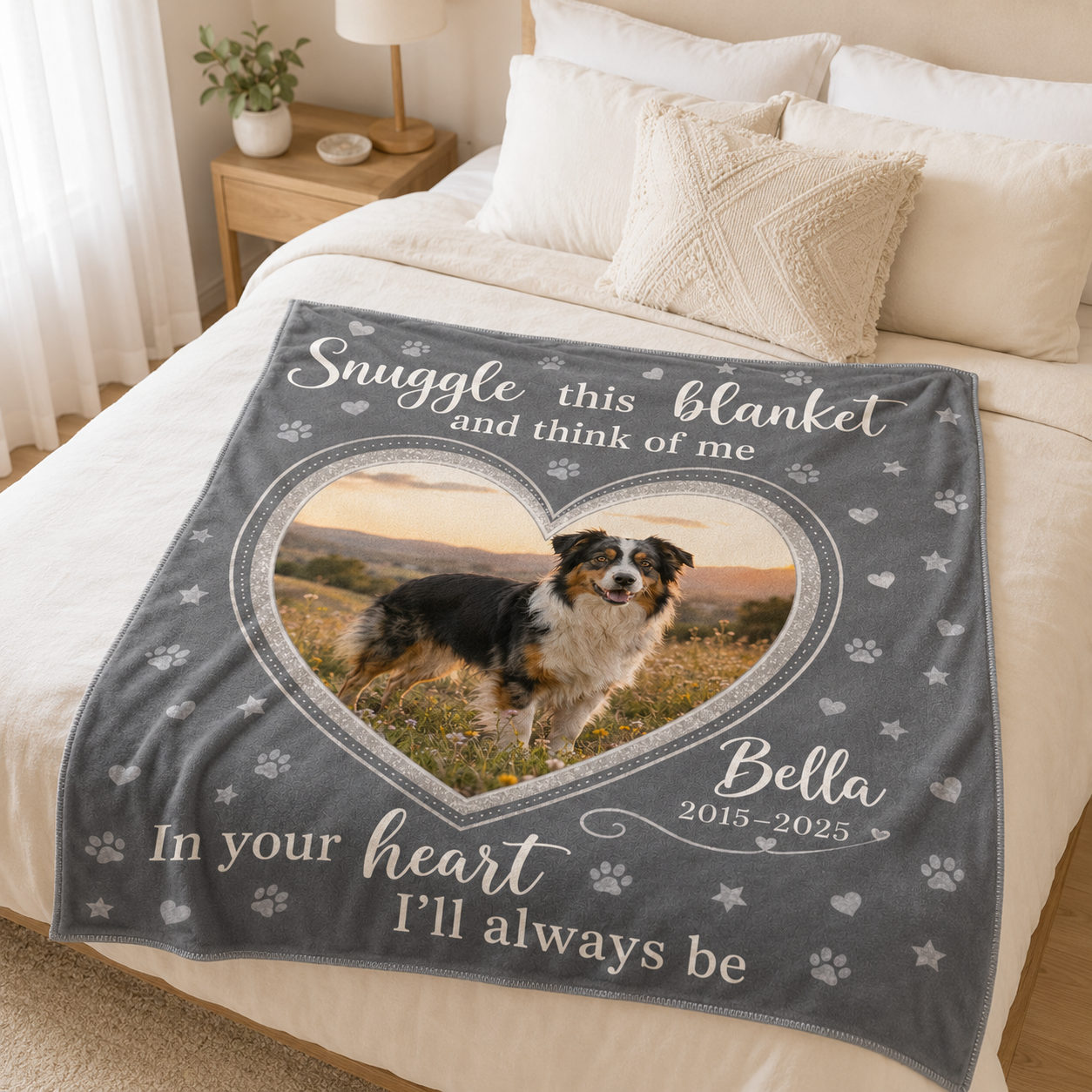 Custom Photo Dog Memorial In My Heart Blanket, Personalized Dog Lovers Gifts | Gift For Dog Lovers TOM99