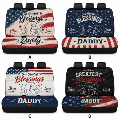 Personalized Blessings Daddy Car Rear Seat Cover, Custom Back Seat Protector For Dad, Gift For Dad TOM99