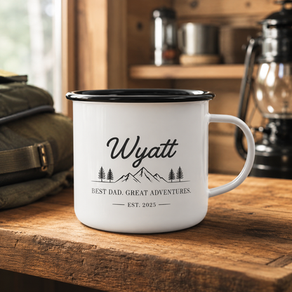 Personalized Dad Camp Mug 12oz, Custom Dad Enamel Cup, Gift For Dad TOM99