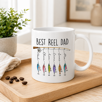 Custom Best Reel Dad Mug, Personalized Mug Mug For Husband Dad Grandfather TOM99