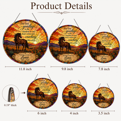 Custom Photo Horse Memories Stained Glass Suncatcher – Personalized Horse Lover Gifts | Gift For Horse Lover TOM99