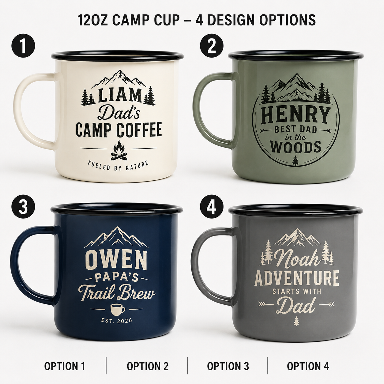 Personalized Dad Camp Mug 12oz, Custom Dad Enamel Cup, Gift For Dad TOM99