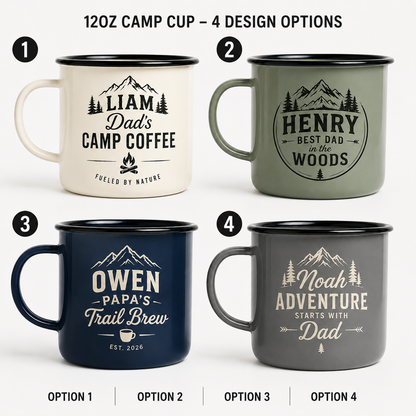 Personalized Dad Camp Mug 12oz, Custom Dad Enamel Cup, Gift For Dad TOM99