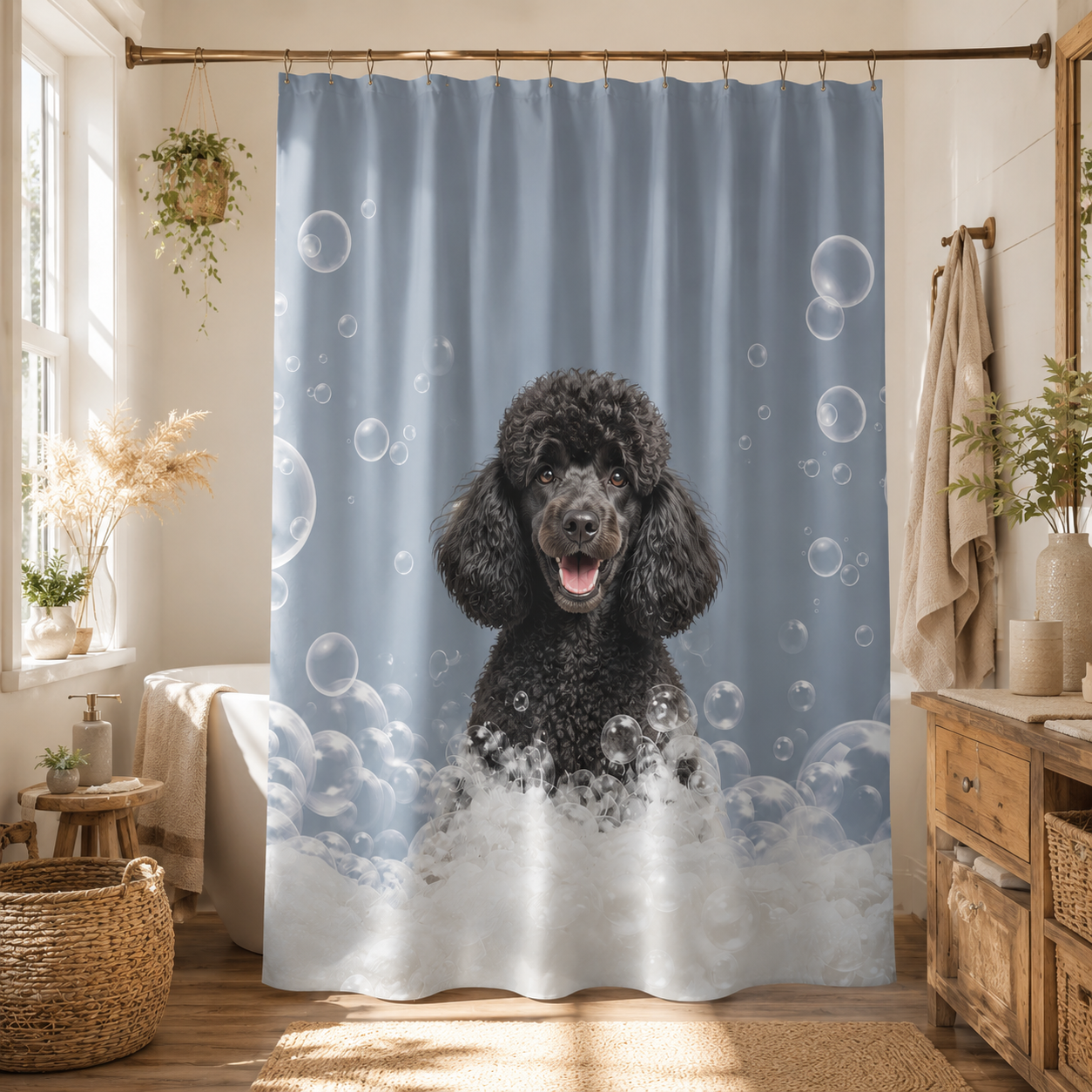 Custom Photo Dog Shower Curtain | Gift For Dog Lovers