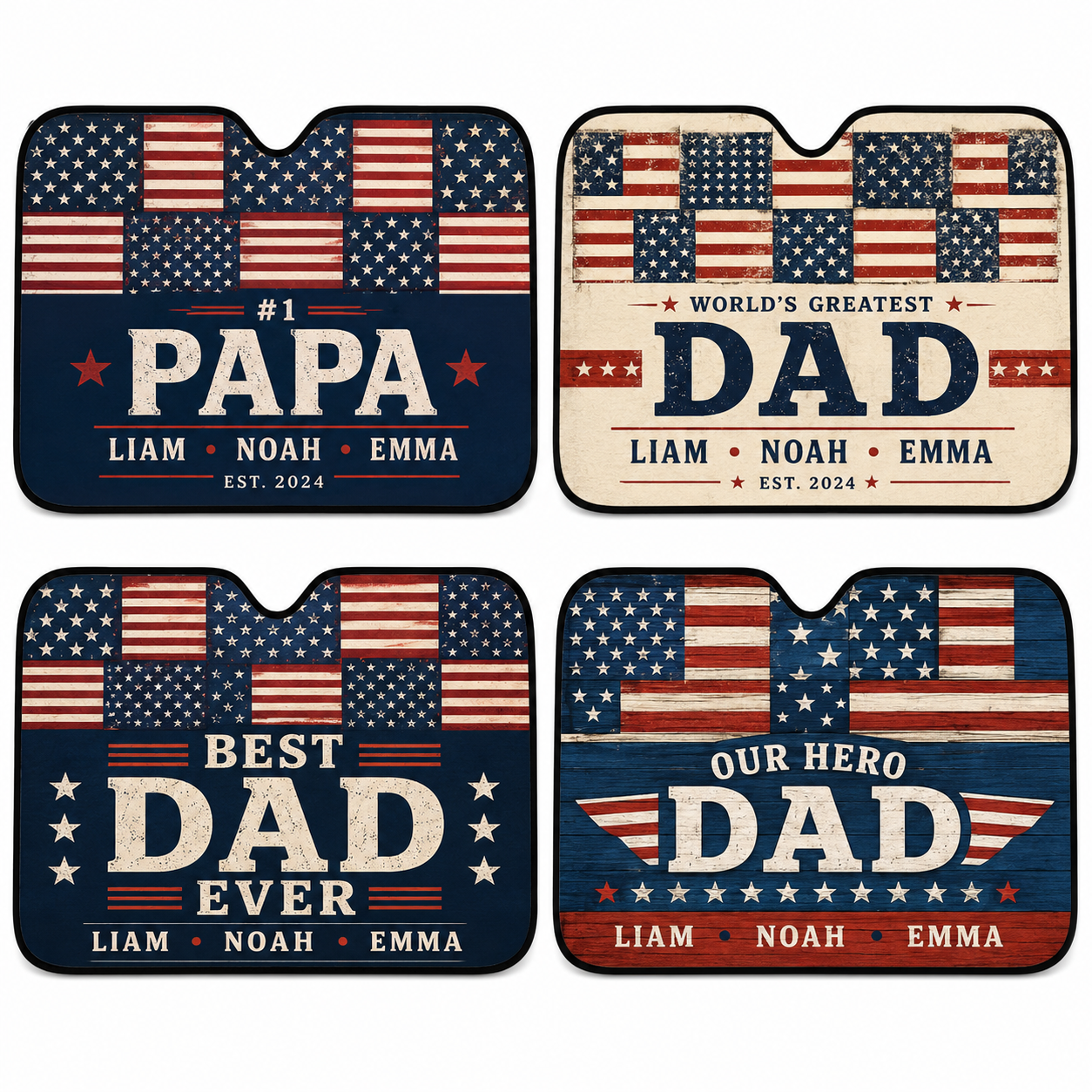 Personalized Dad US Auto Car Sun Shade, Custom Car Sun Shade for Dad, Gift For Dad TOM99