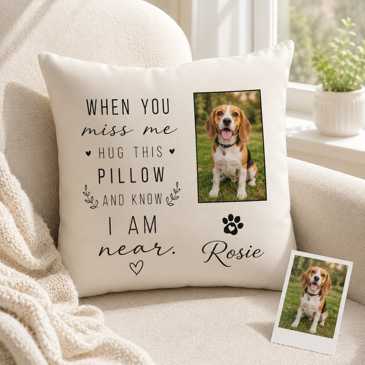 Custom Photo Dog Memories Pillow | Gift For Dog Lovers | Personalized Dog Decor TOM99