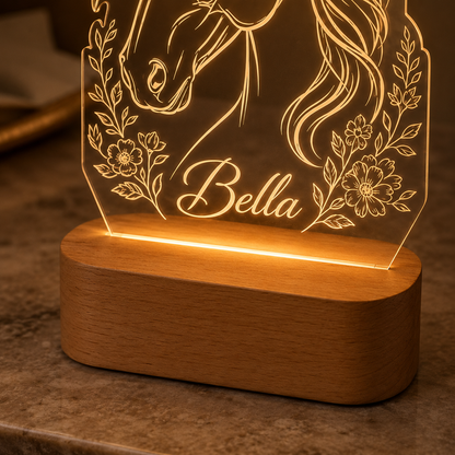 Custom Photo Horse Wooden Led Light | Personalized Horse Photo Wooden Led Light | Gift For Horse Lovers TOM99