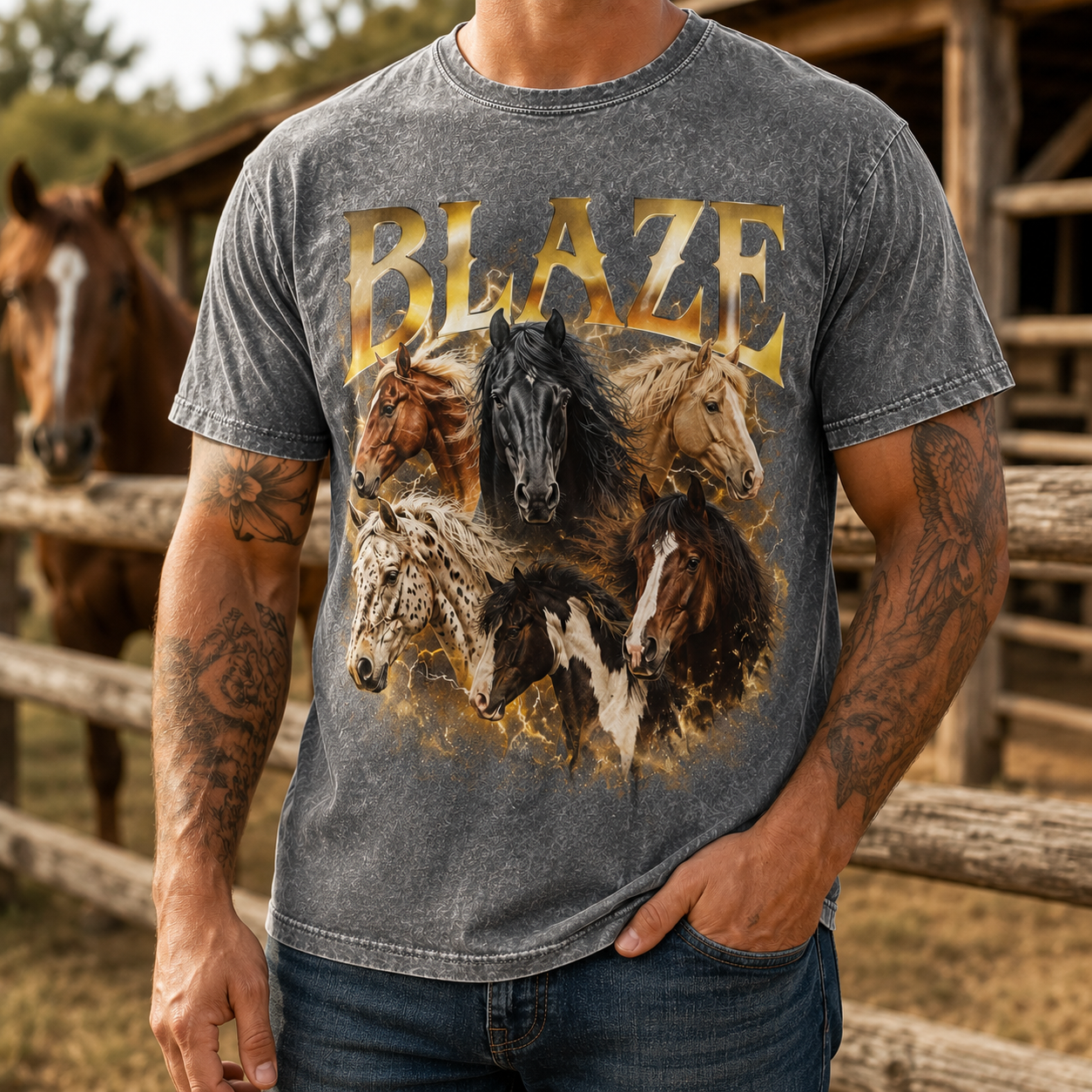 Custom Photo Horse Wash T-Shirt | Personalized Horse Lover Shirt | Gift For Horse Lovers TOM99