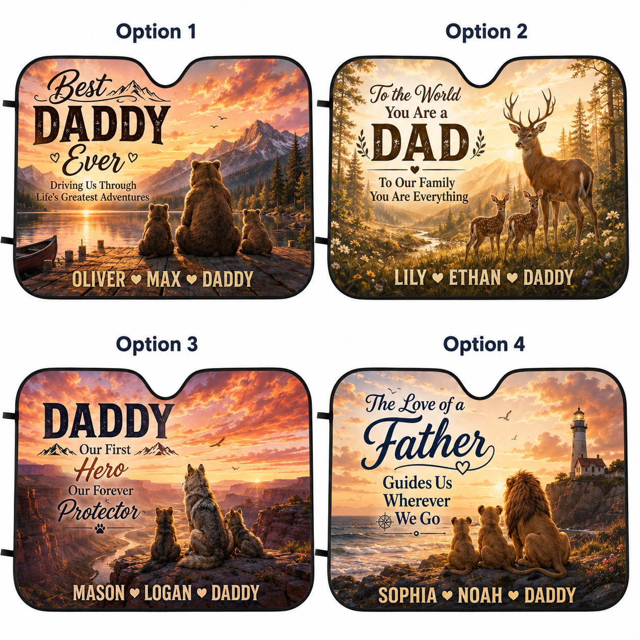 Personalized Best Dad Ever Car Windshield Sun Shade, Custom Car Sun Shade for Dad, Gift For Dad TOM99