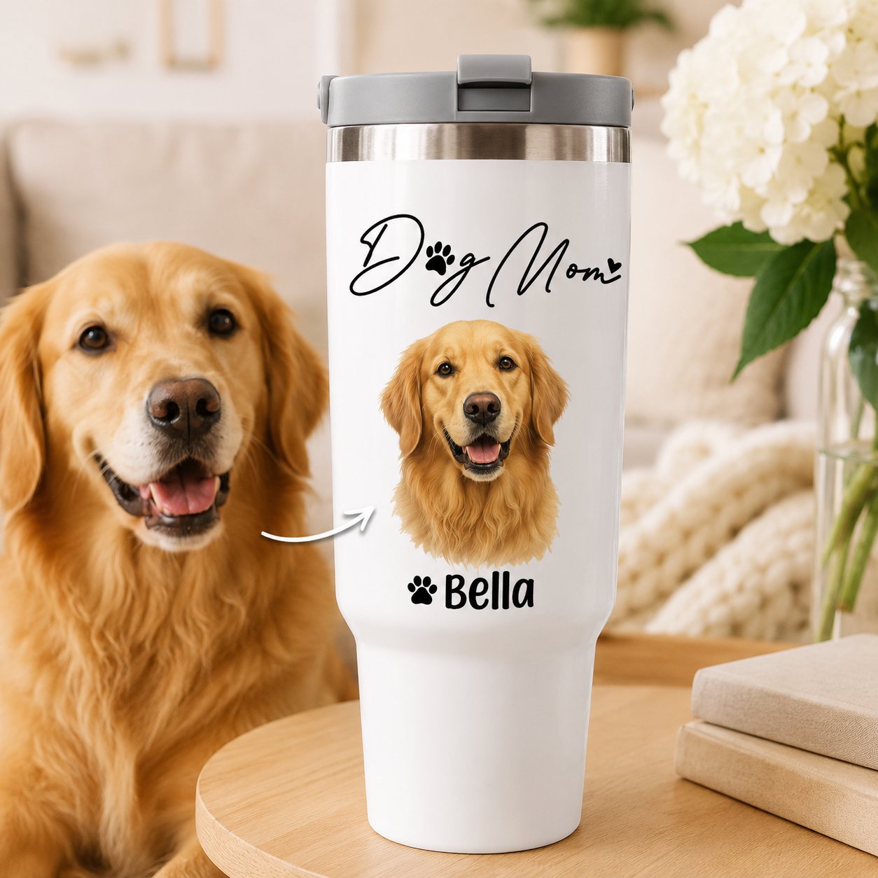 Custom Photo Dog Mom 30oz Tumbler | Gift For Dog Lovers | Pet Lover Gifts TOM99