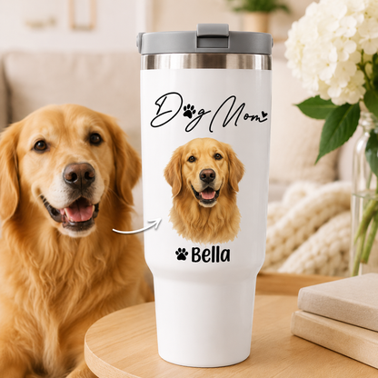 Custom Photo Dog Mom 30oz Tumbler | Gift For Dog Lovers | Pet Lover Gifts TOM99