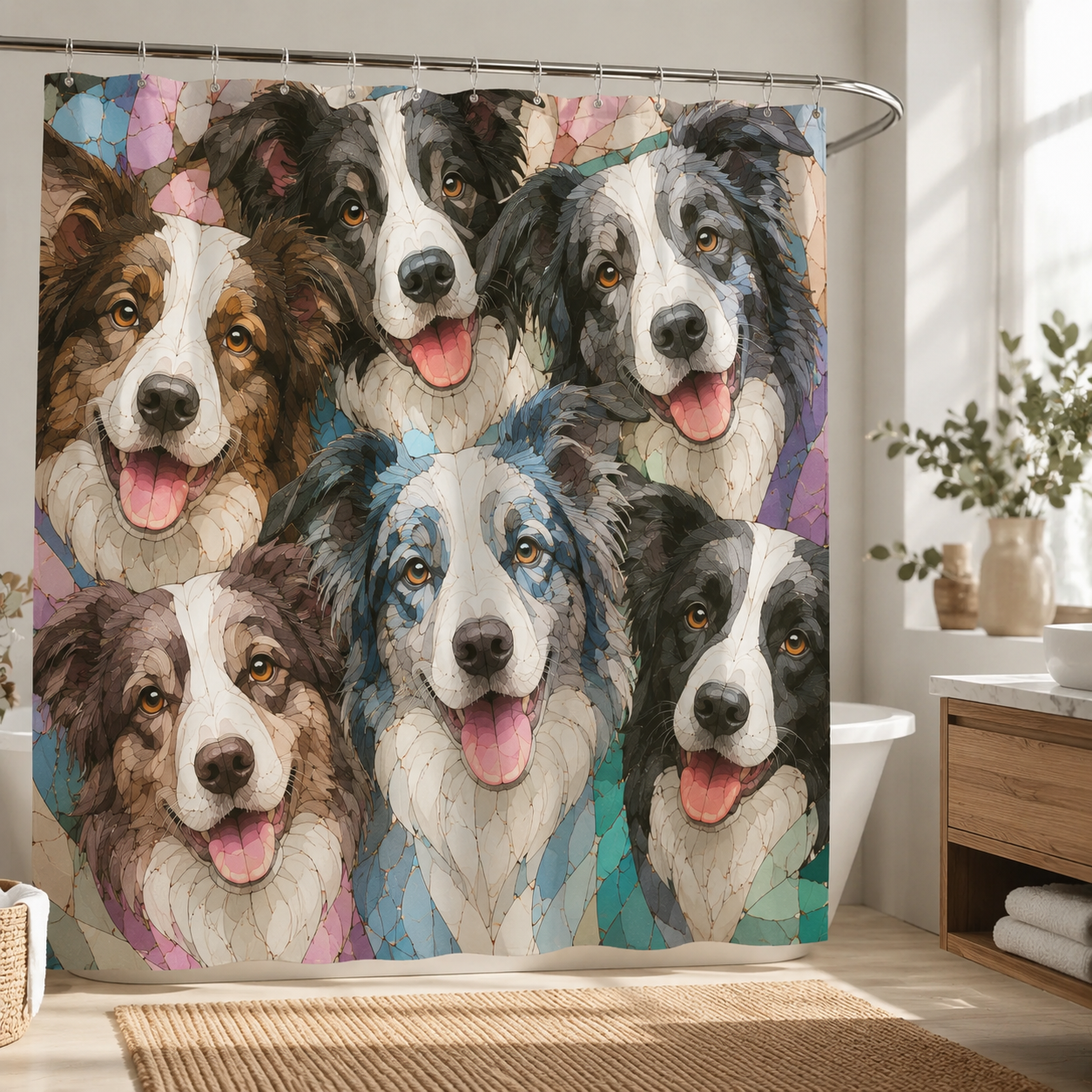 Custom Photo Dog Face Shower Curtain | Gift For Dog Lovers