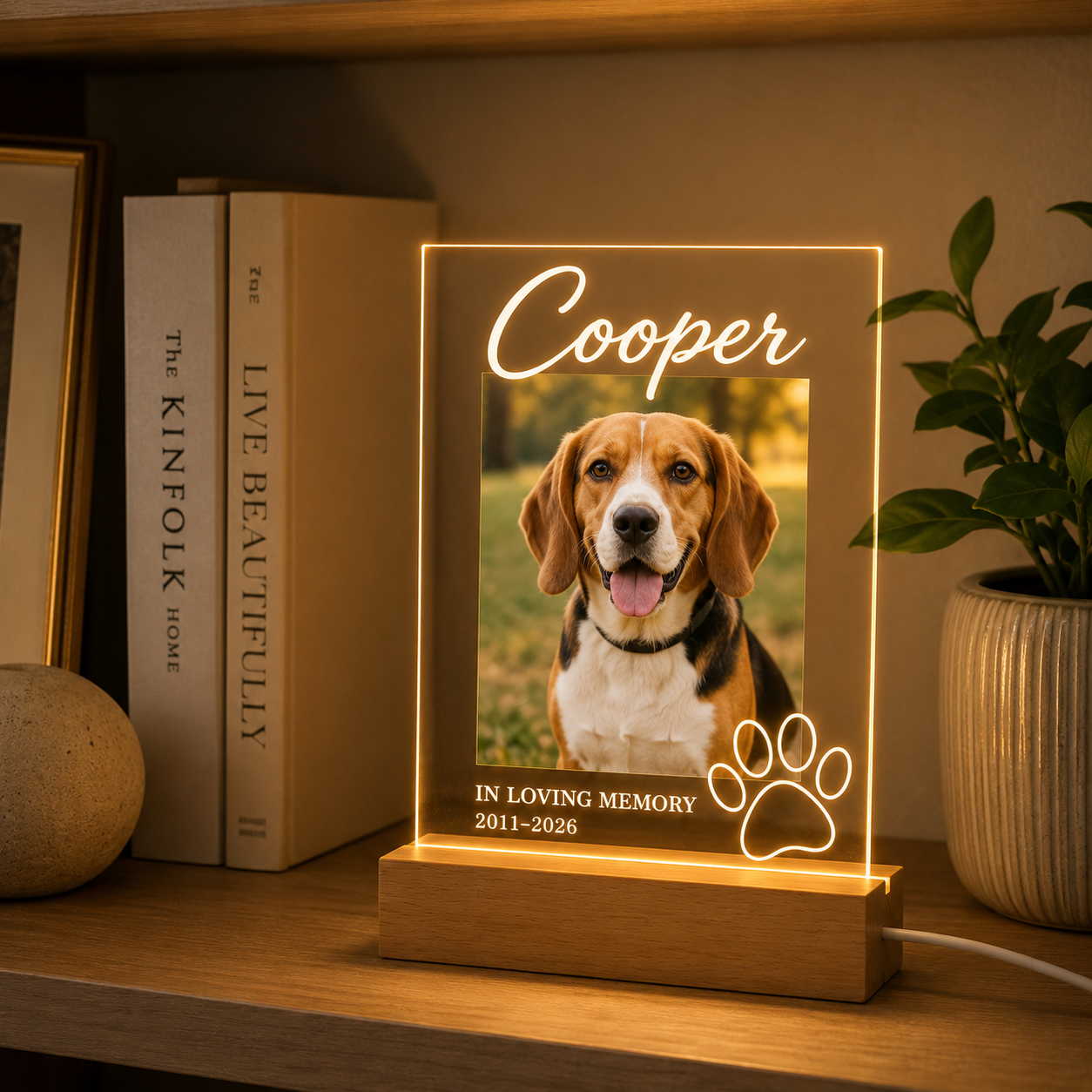 Custom Photo Dog In Loving Memorial Wooden LED Light | Personalized Dog Photo LED Night Light | Pet Loss Sympathy Gift TOM99