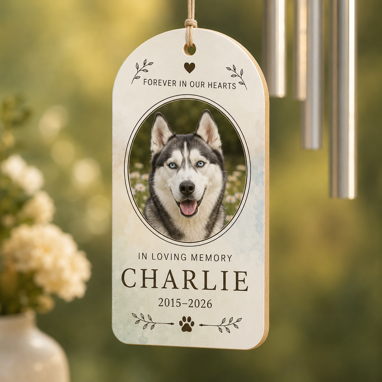 Custom Photo Dog In Our Memories Wind Chime | Personalized Dog Lovers Gifts | Gift For Dog Lovers TOM99