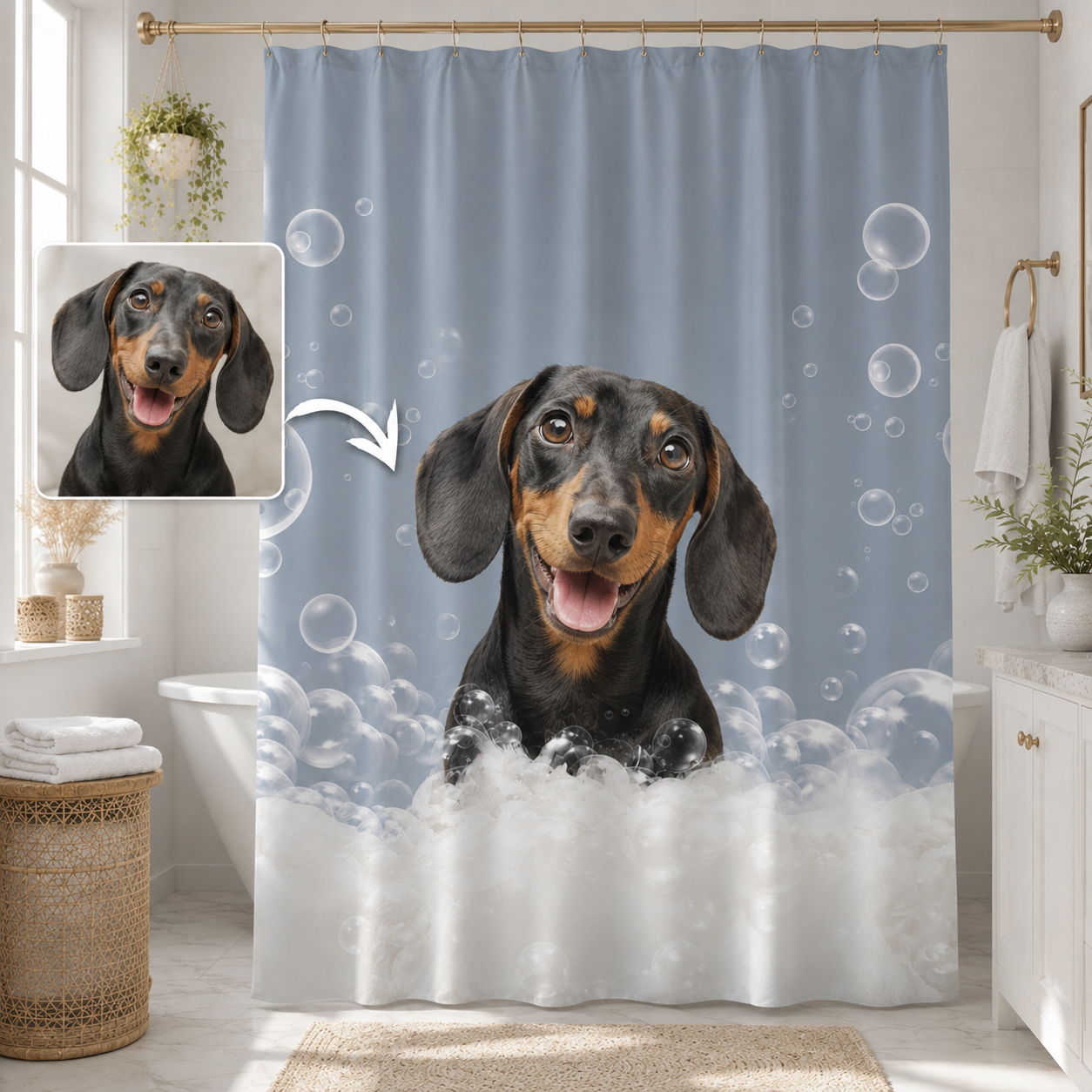 Custom Photo Dog Shower Curtain | Gift For Dog Lovers