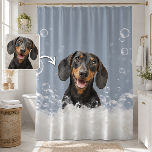 Custom Photo Dog Shower Curtain | Gift For Dog Lovers