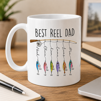 Custom Best Reel Dad Mug, Personalized Mug Mug For Husband Dad Grandfather TOM99