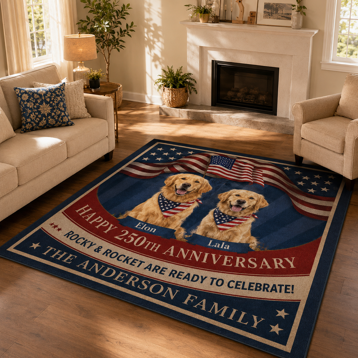 Custom Photo Dog Area Rug | Gift For Dog Lovers