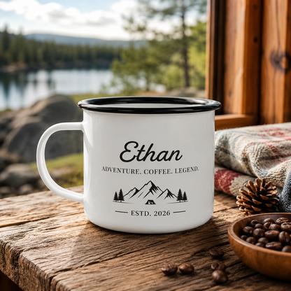 Personalized Dad Camp Mug 12oz, Custom Dad Enamel Cup, Gift For Dad TOM99
