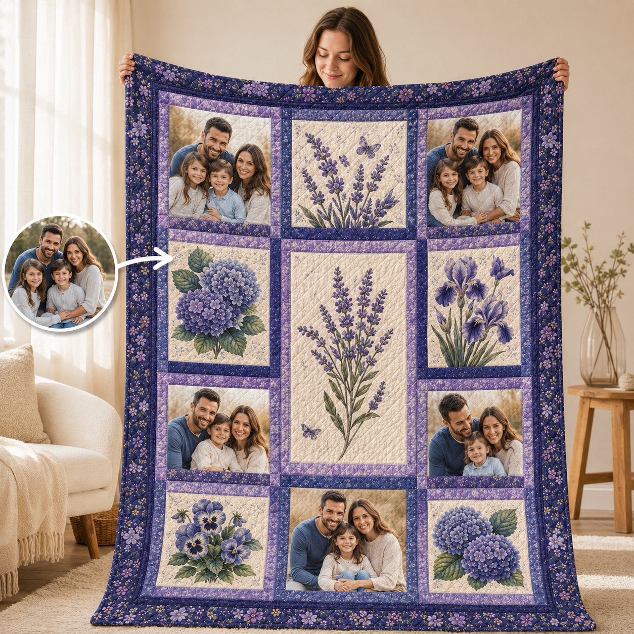 Custom Dad Thank You Photo Blanket, Personalized Dad Gifts | Gift For Dad TOM99