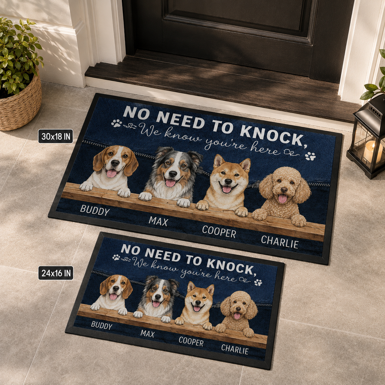 Custom Photo No Need To Knock Dog Doormat | Photo Pet Doormat | Gift For Dog Lovers