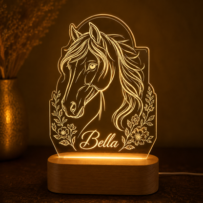 Custom Photo Horse Wooden Led Light | Personalized Horse Photo Wooden Led Light | Gift For Horse Lovers TOM99