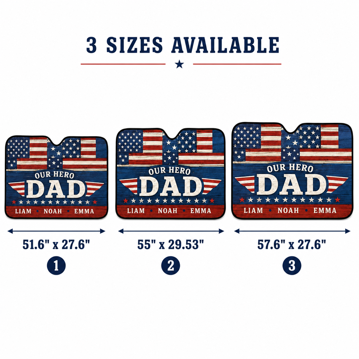 Personalized Dad US Auto Car Sun Shade, Custom Car Sun Shade for Dad, Gift For Dad TOM99